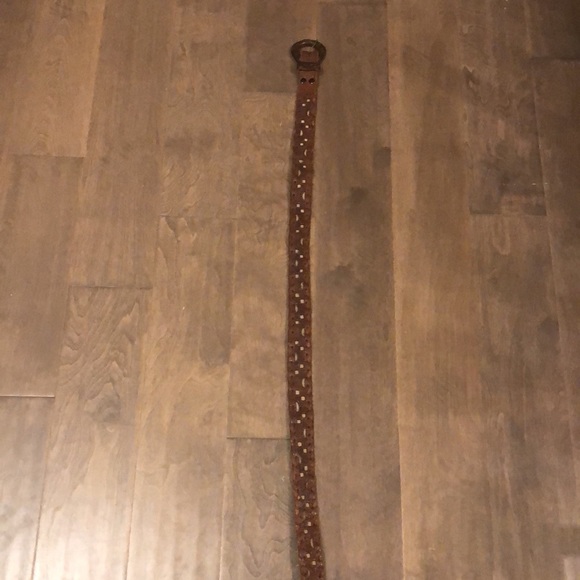 Campaign leather belt with real wood buckle - Picture 2 of 9